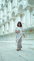 White Straight Kurti with Floral Block Print